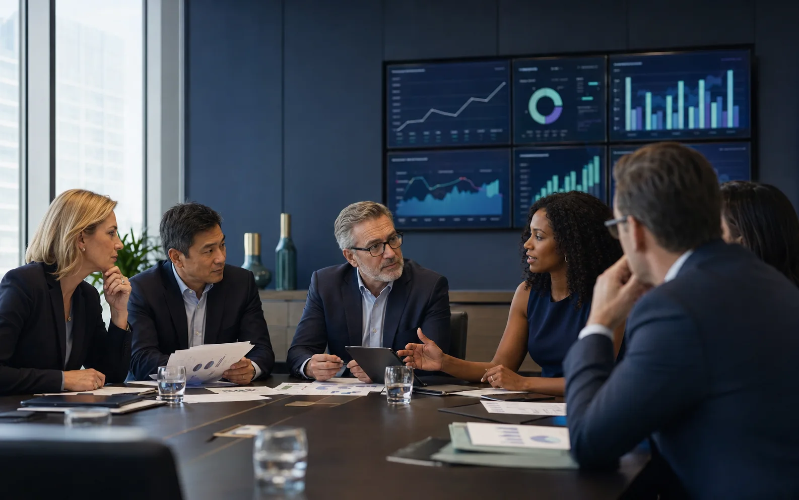 Investment committee reviewing research and portfolio evidence